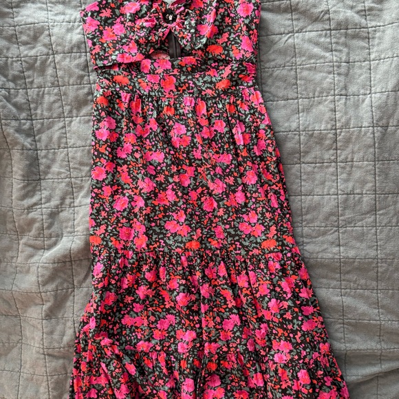 Bloomingdale's Aqua Floral Midi Dress S - Picture 4 of 7